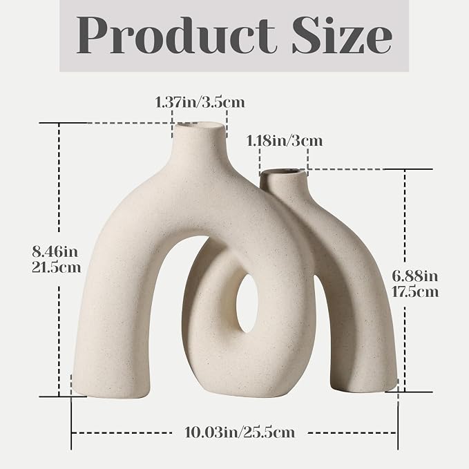 Modern Cream Ceramic Arch Vase – Minimalist Sculptural Home Décor